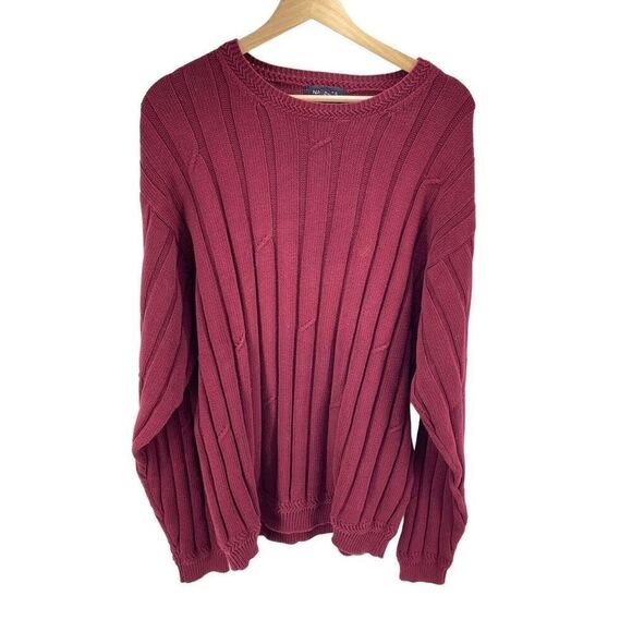 Nautica Mens Pullover Sweater Knit Long Sleeve Ribbed 100% Cotton Red Size XXL - Picture 1 of 9